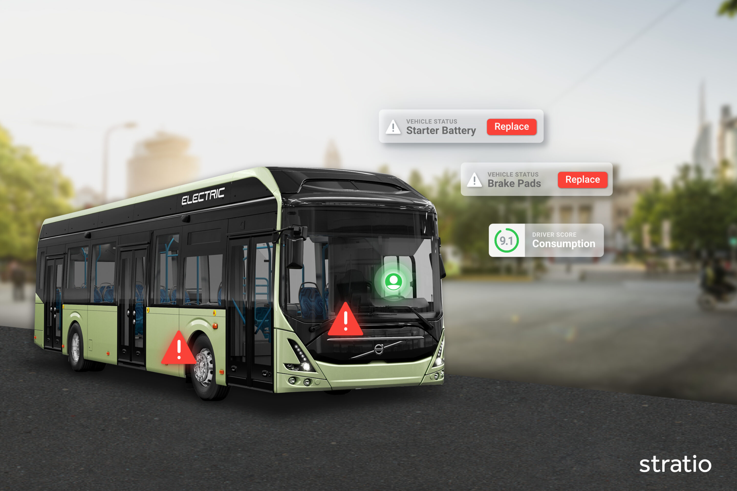 An electric bus with predictive alerts